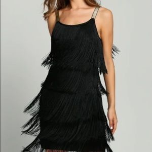 Women Straps Tassels Glam black